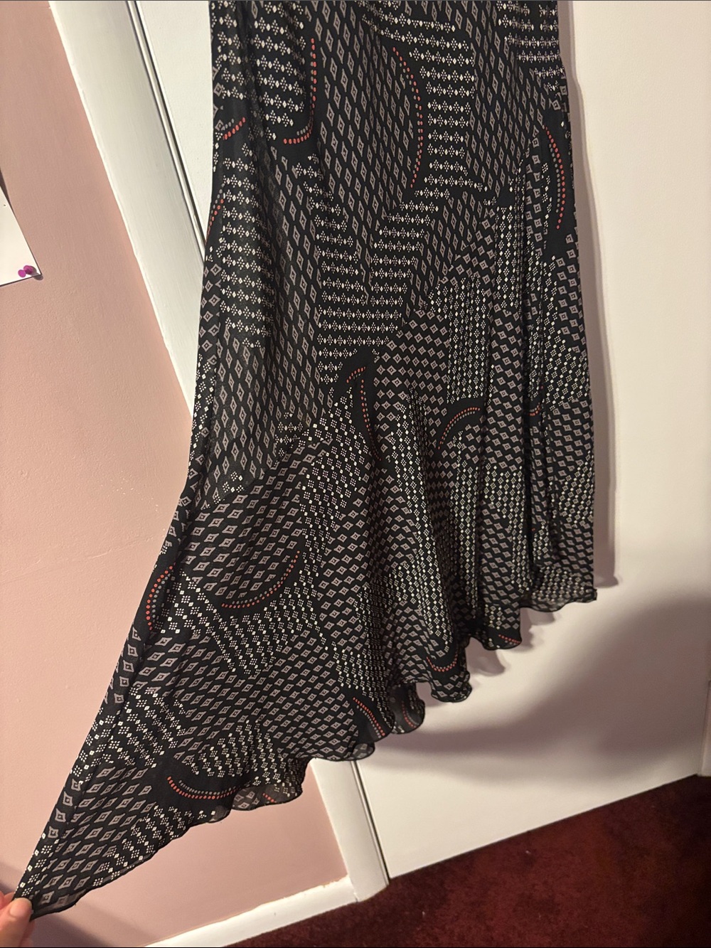 Vintage 90’s Asymmetrical Bias Maxi Printed Dress Betsey Johnson Y2K 14 Long Hot - Picture 11 of 17